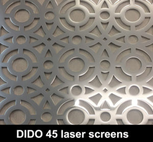 DIDO 45 laser cut metal screens in bright silver