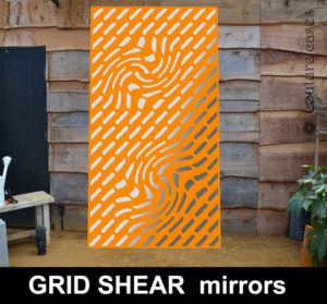 Decorative garden wall panels in Grid Shear pattern