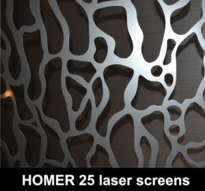 Contemporary room partitions in HOMER 25 pattern in laser cut metal or mdf