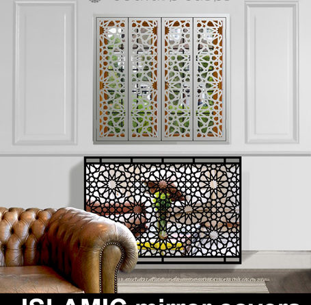 Islamic inspired radiator covers with mirror to reflect light back into the room