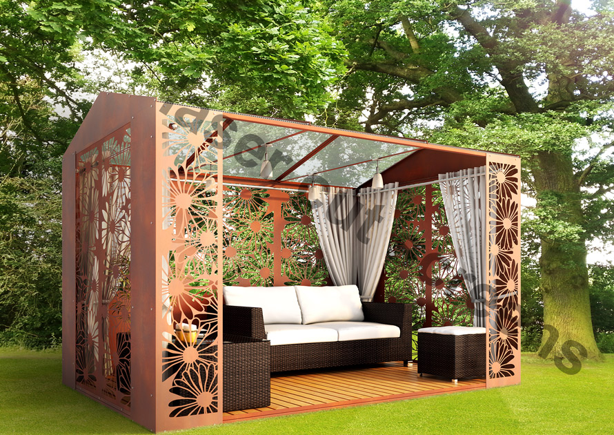 Laser cut metal garden buildings and custom made gazebos made in the UK