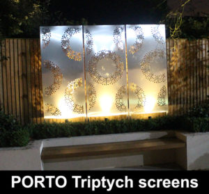 PORTO Triptych garden screens in stainless steel