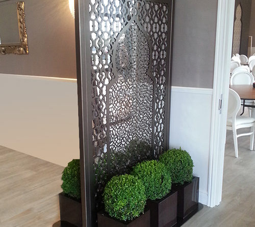 freestanding laser cut metal fretwork panels