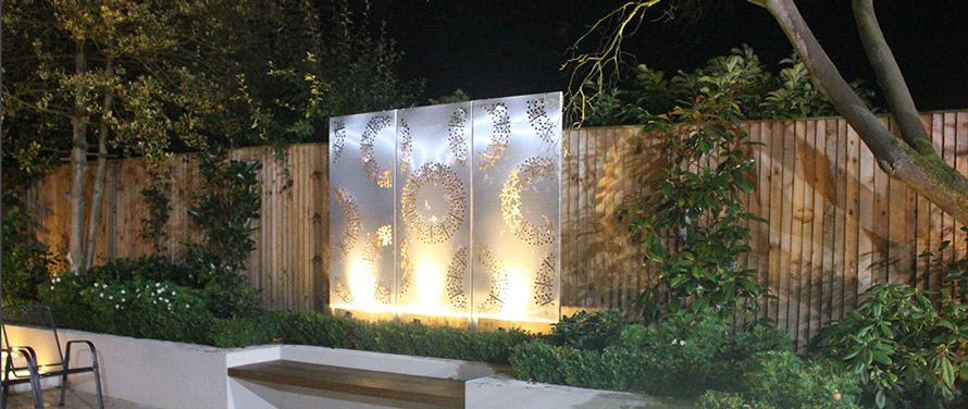 PORTO Triptych garden screens in stainless steel