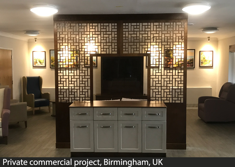 Bespoke wood room dividers in walnut finish