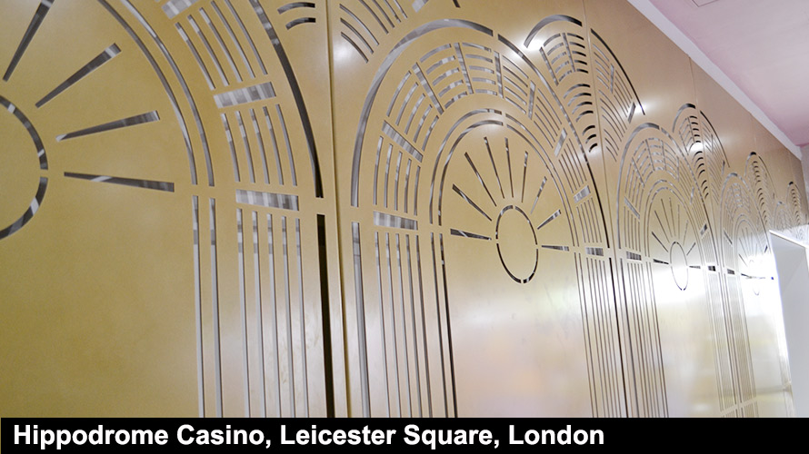 Hippodrome Casino Leicester Square London gold laser cut screens