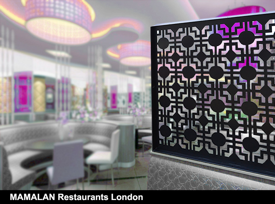 MAMALAN satin black laser cut restaurant screens