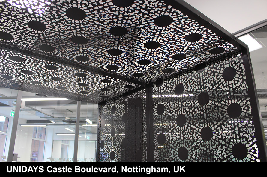 Nottingham Lace laser cut screens in satin black