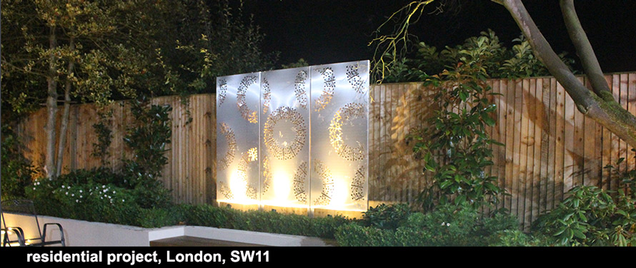 PORTO Triptych garden screens in stainless steel laser cut metal