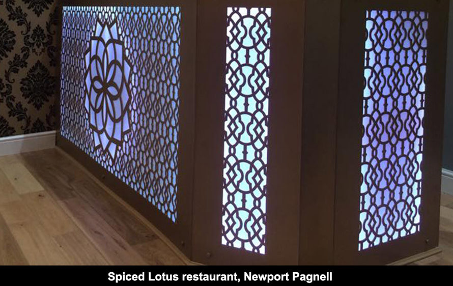 spiced lotus laser cut panels for restaurants and bar interiors