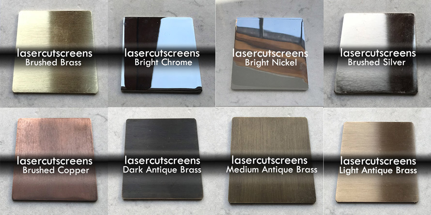 Colours and finishes on metal and MDF – laser cut screens for