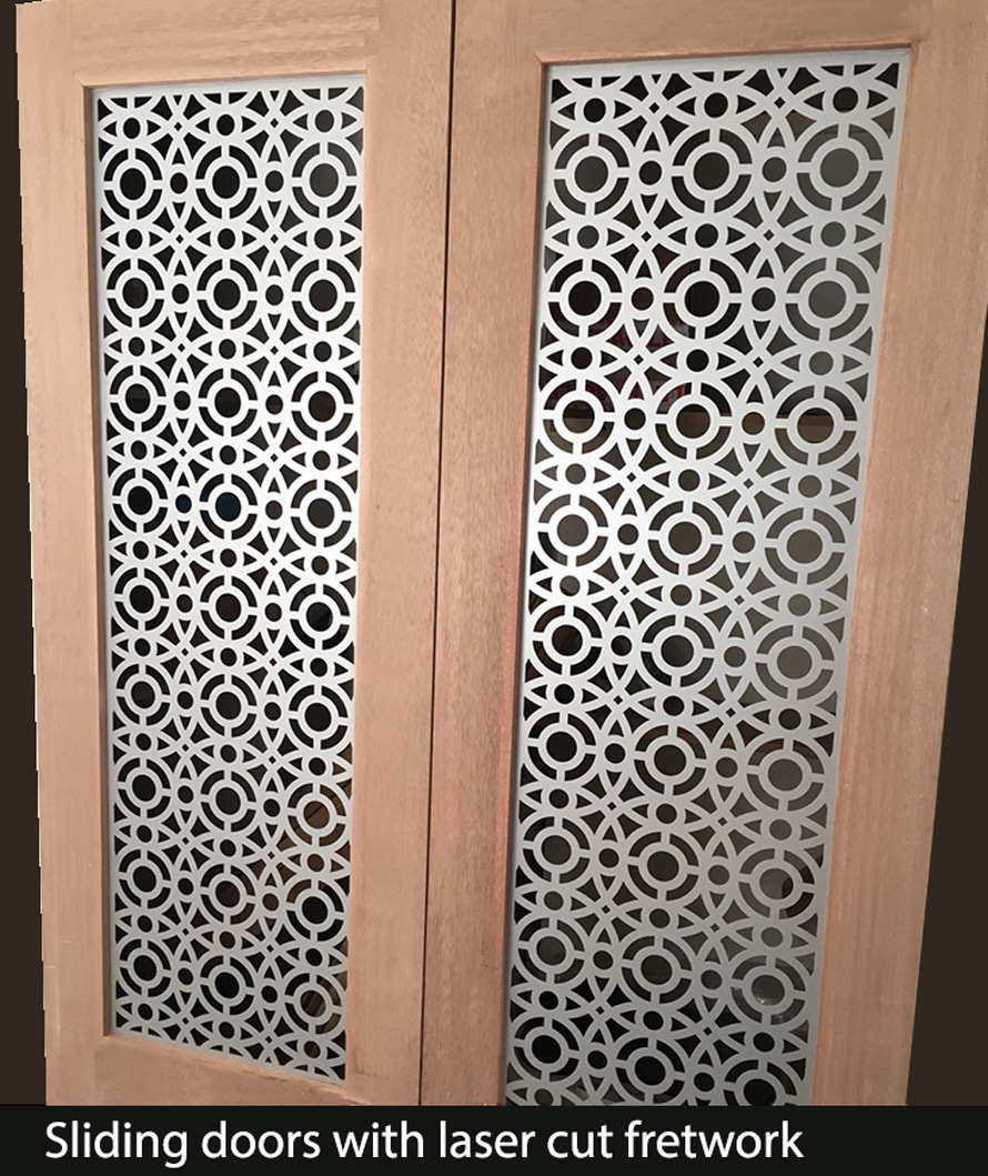 Decorative fretwork metal sliding doors