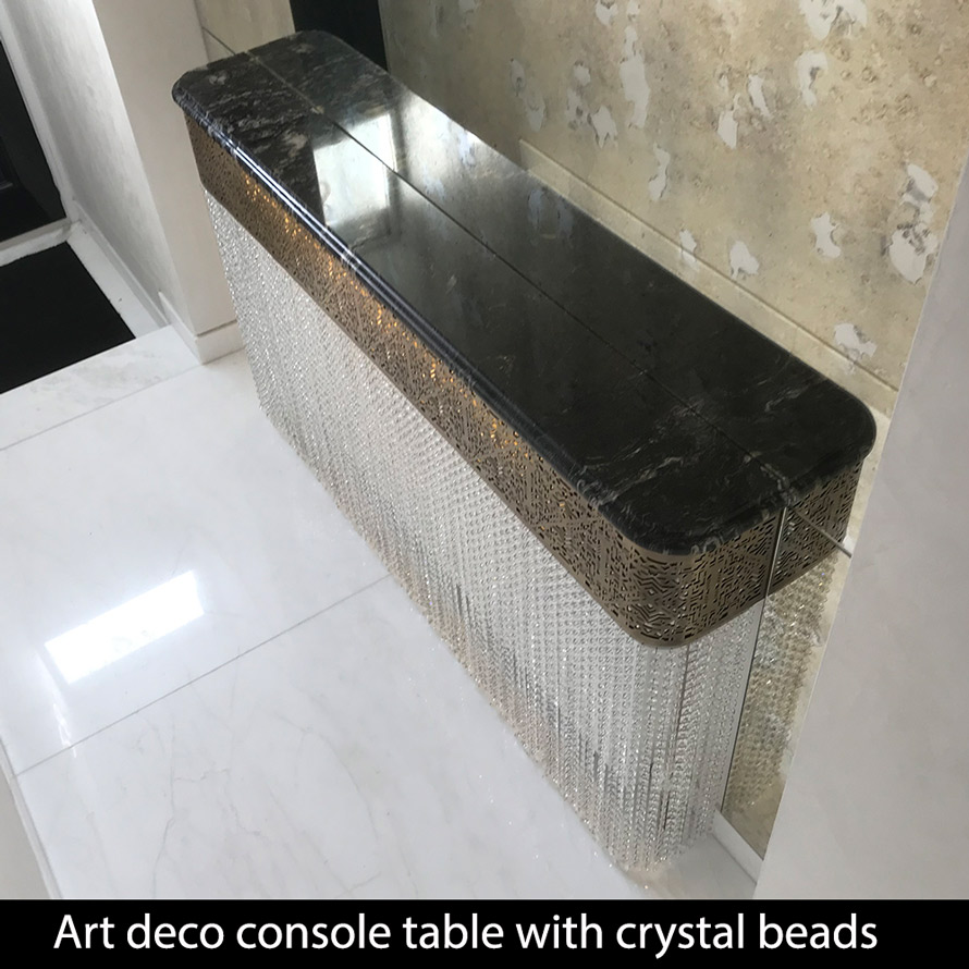 art deco black marble console tables