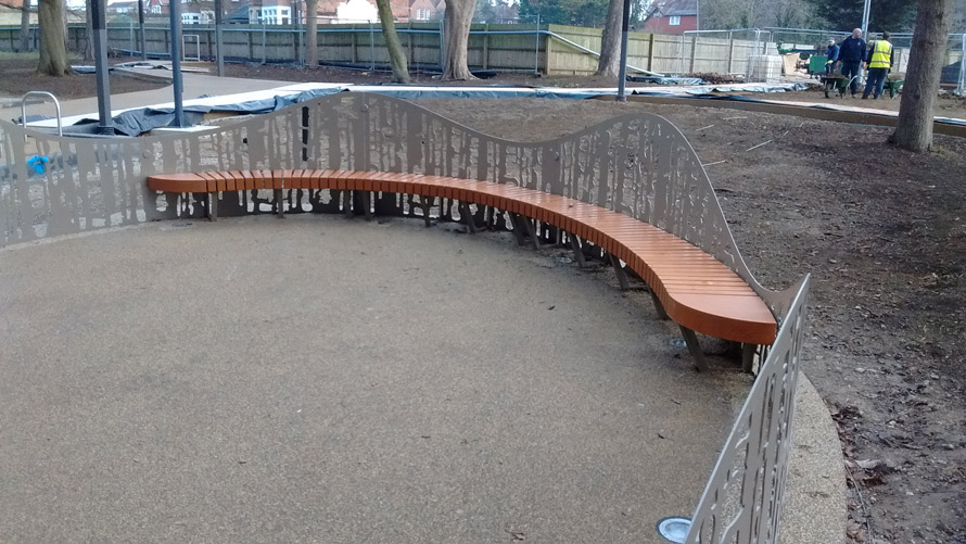 Decorative curved metal outdoor seating