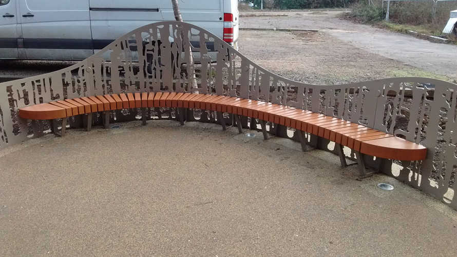 Curved laser cut seating for Oxford University