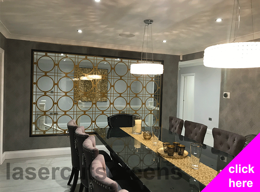 Bloom Gold laser cut room divider screen