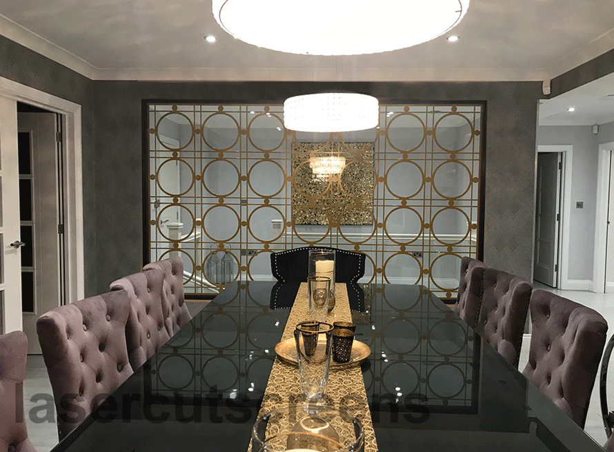 Beautiful Gold Room Divider In Bloom Pattern Custom Designs