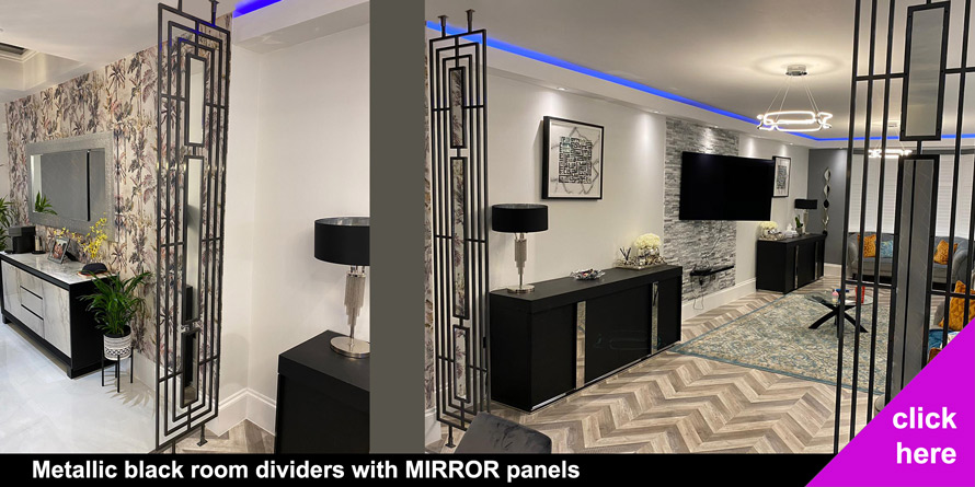 Black metallic and Mirror room partitions