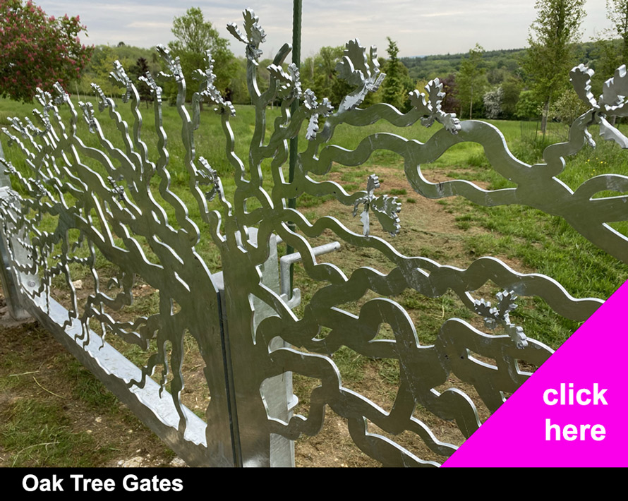 Oak tree laser cut metal gates