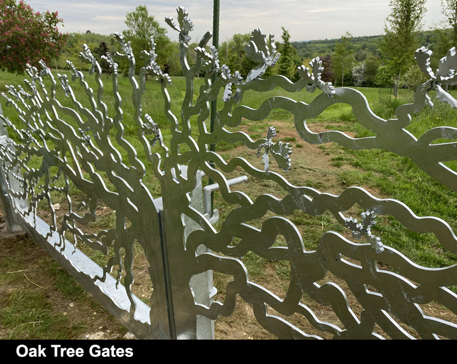 Decorative oak tree gates in laser cut designs