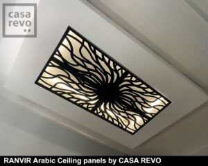 Decorative ceiling panels with laser cut patterns
