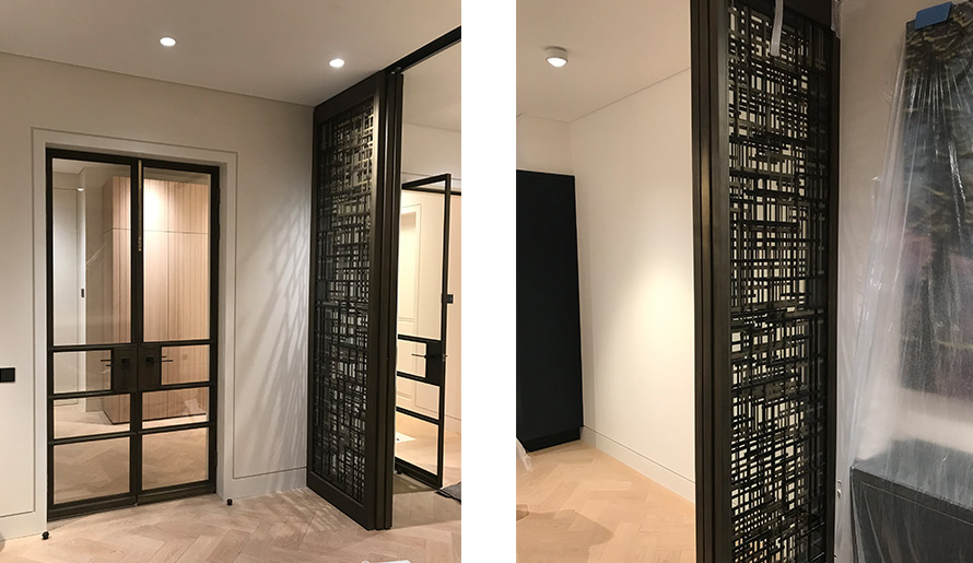 Sliding doors in antique bronze