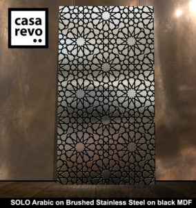 Brushed stainless steel fretwork panel