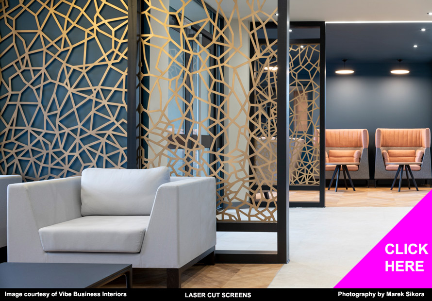 Colours and finishes on metal and MDF – laser cut screens for architectural  and home interiors