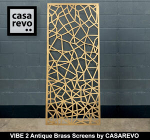 Antique brass laser cut screens by CASAREVO