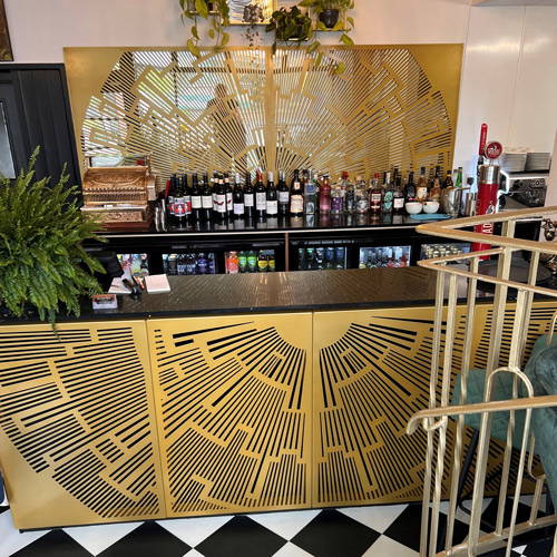 Gold art deco bar screens