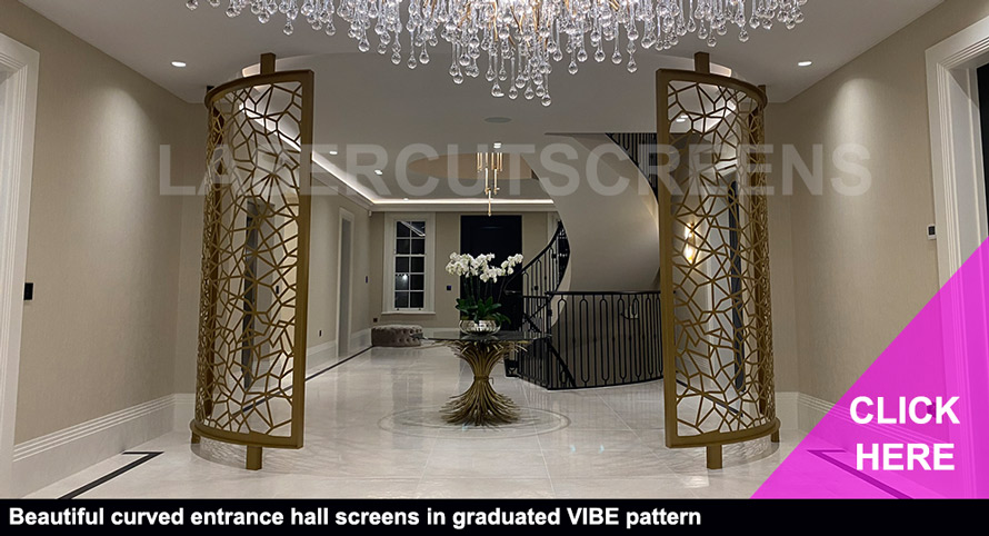 Beautiful entrance hall dividers in laser cut metal
