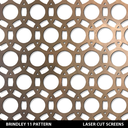 Brindley custom made fretwork metal screens in bronze colour on white wall