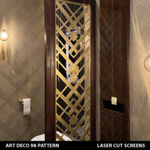 Art Deco Brass chevrons design in brass metal on white wall