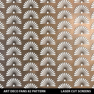 Art deco fans fretwork design in metallic gold colour on white wall