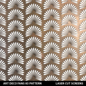 Art deco fans fretwork screen in metallic gold colour on white wall