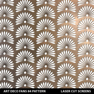 Art deco fans fretwork laser pattern in metallic gold colour on white wall
