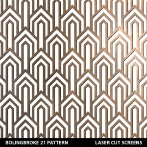 Art deco fretwork pattern for metal laser cutting in copper colour on white wall