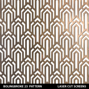 Art deco fretwork pattern for metal in copper colour on white wall
