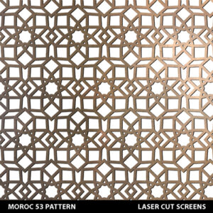 Moroccan style laser cut screen design with stars in gold colour on white wall