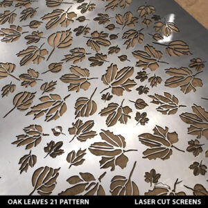 Oak leaves laser cut screen in metal fretwork pattern