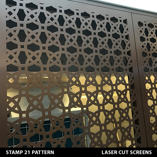 Brown fretwork metal doors in basement