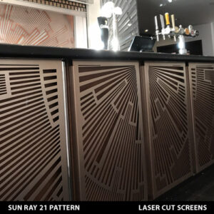 Art Deco sun ray pattern for laser cut screens on a restaurant bar front