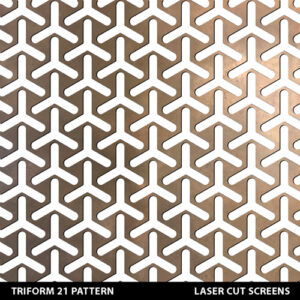 Modern Triangular fretwork with cut outs laser cut fretwork on gold colour on white wall