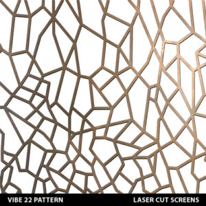VIBE laser cut metal pattern fretwork design in gold colour on white wall