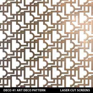 Art deco laser cut screen in metallic gold colour on white wall
