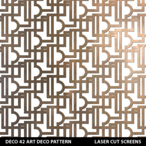 Art deco laser cut screens in metallic gold colour on white wall