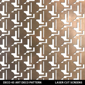 Art deco laser cut metal wall screens in metallic gold colour on white wall