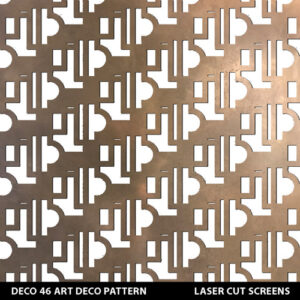 Art deco laser cut fretwork metal wall screens in metallic gold colour on white wall