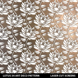 Lotus 34 art deco laser cut design in brass metallic colour on white wall