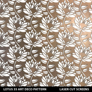Lotus 35 art deco laser cut flower design in brass metallic colour on white wall